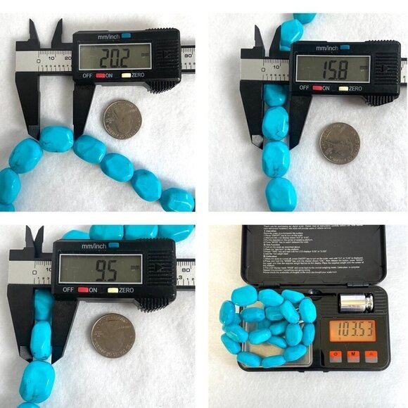 Sterling Silver 925 Southwest Style Chunky Beaded Dyed Turquoise Necklace 17.5" - Picture 10 of 16